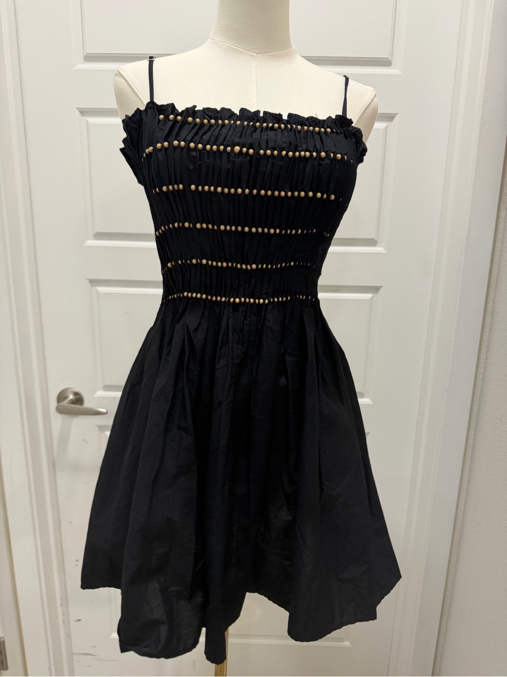 Zara Black Smocked Spaghetti-Strap Mini Dress - Picture 3 of 9